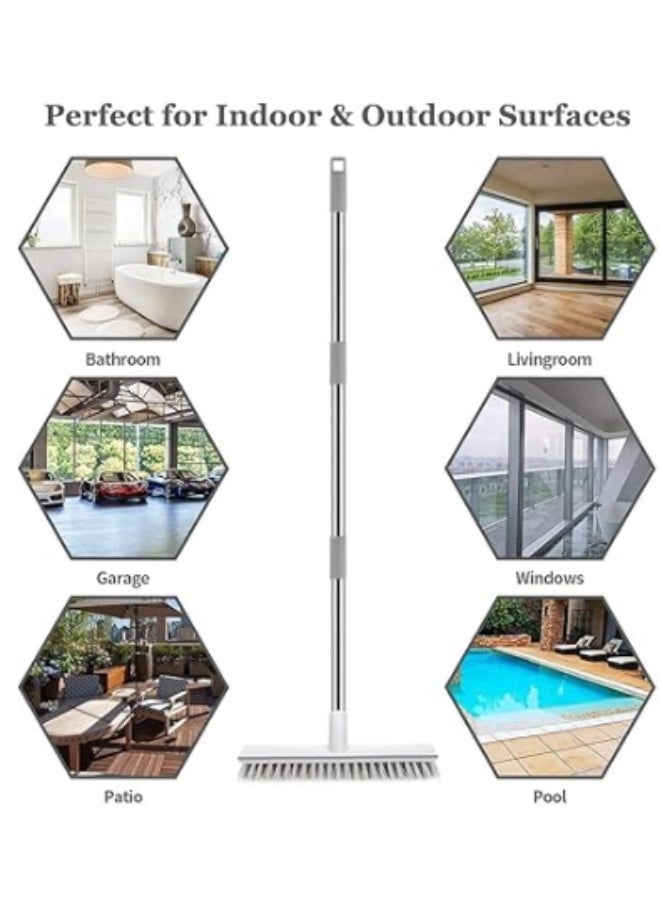 JOYBOS فرشاة تنظيف بمقبض طويل، فرشاة أرضية الحمام، فرشاة تنظيف أرضية 2 في 1 ذات شعيرات صلبة، مع ممسحة للتنظيف. - Image 5